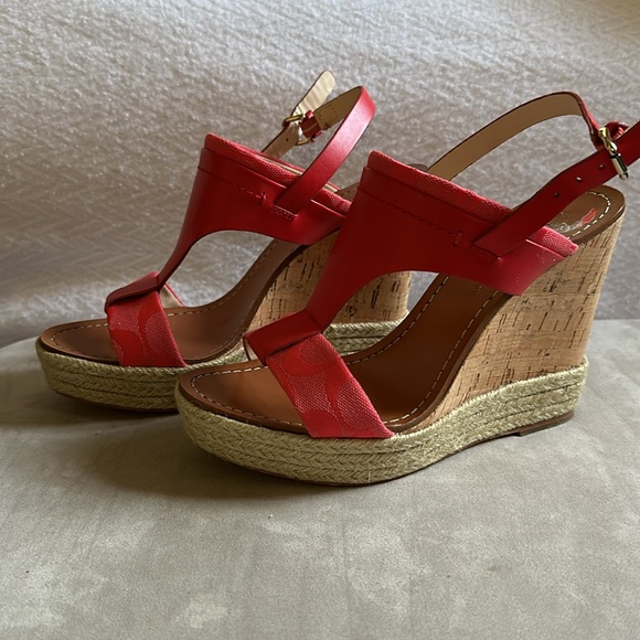 Coach Mendez wedges sandals, size 6 , 4inches heel - Picture 2 of 6